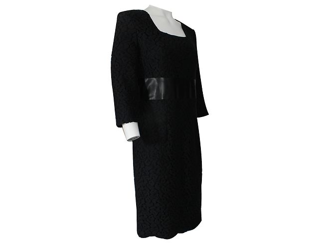 Vestido negro de algodón y encaje Apostrophe - vista 4