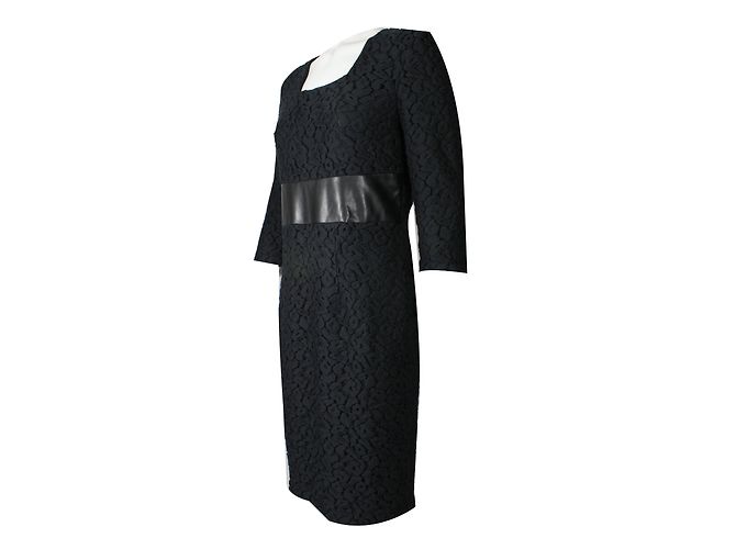 Vestido negro de algodón y encaje Apostrophe - vista 5