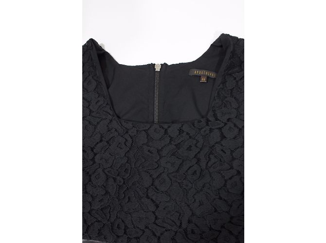Vestido negro de algodón y encaje Apostrophe - vista 6