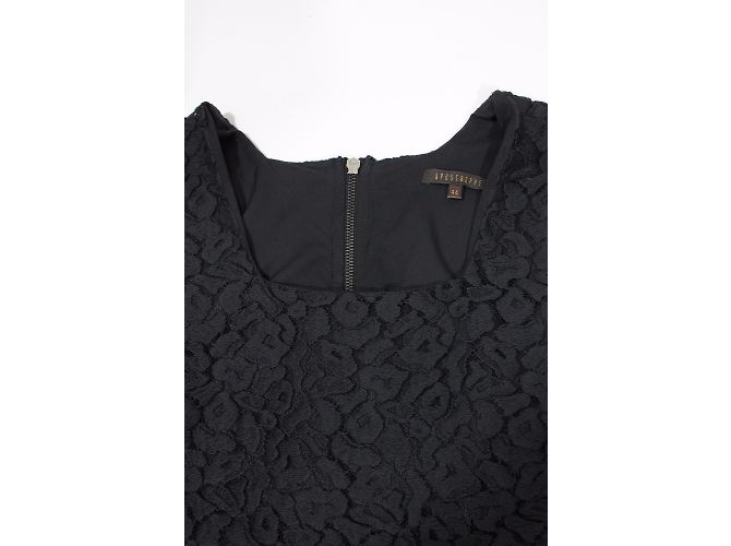 Vestido negro de algodón y encaje Apostrophe - vista 7
