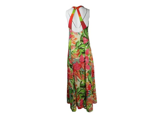 Autre Marque Farm Rio Langes Leinenkleid Tropisches Blumenmuster Mehrfarben - Ansicht 2