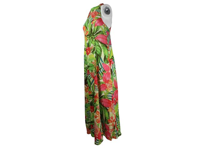 Autre Marque Farm Rio Langes Leinenkleid Tropisches Blumenmuster Mehrfarben - Ansicht 3