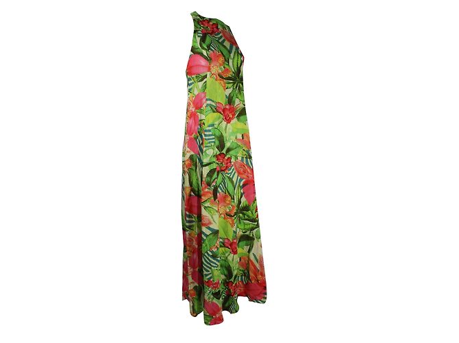 Autre Marque Farm Rio Langes Leinenkleid Tropisches Blumenmuster Mehrfarben - Ansicht 4