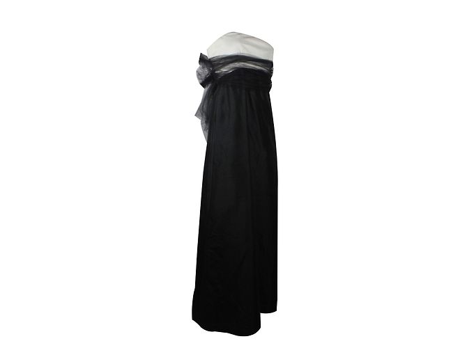 Autre Marque Annexe Trägerloses Seidenkleid Schwarz Weiß - Ansicht 2