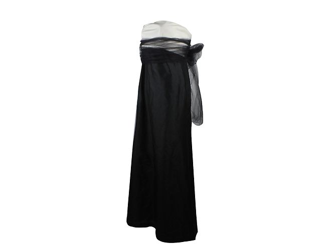 Autre Marque Annexe Trägerloses Seidenkleid Schwarz Weiß - Ansicht 3
