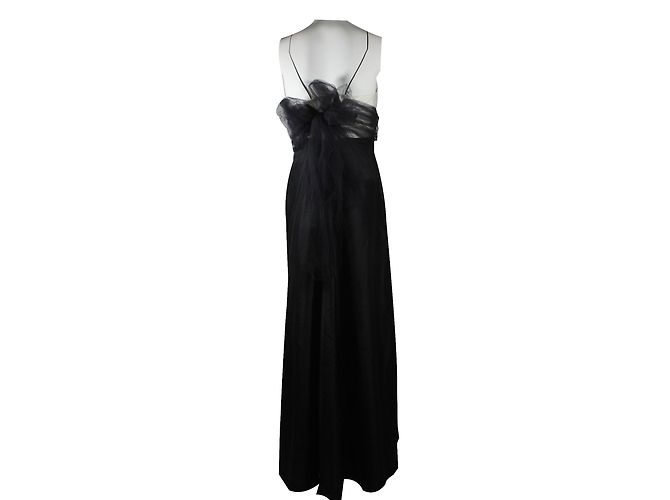 Autre Marque Annexe Trägerloses Seidenkleid Schwarz Weiß - Ansicht 4
