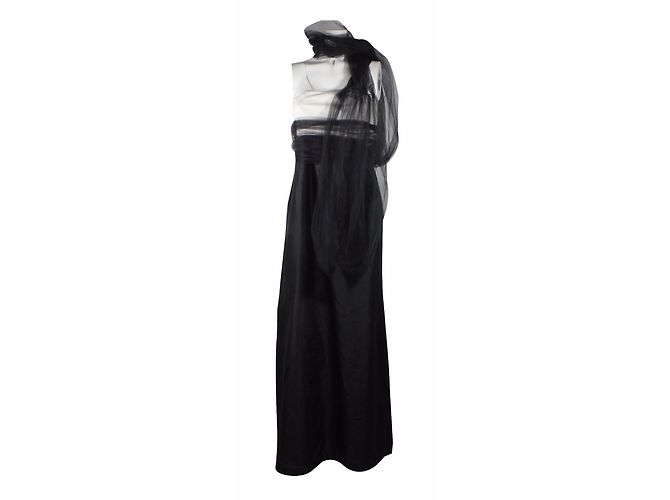 Autre Marque Annexe Trägerloses Seidenkleid Schwarz Weiß - Ansicht 6