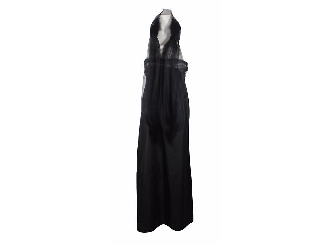Autre Marque Annexe Trägerloses Seidenkleid Schwarz Weiß - Ansicht 7