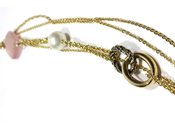 Autre Marque Collana con pietre rosa e perle dorate D'oro - vista 2
