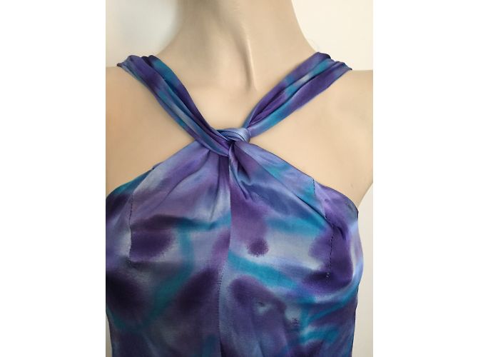 Armani Jeans Blue Satin Print Dress - view 6