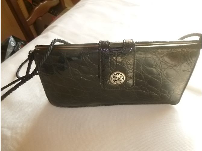 Pochette Charles Jourdan Croco Nera in Pelle Esotica Nero - vista 3