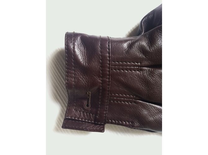 Autre Marque Braune Lederjacke mit Flügelärmeln - Ansicht 10