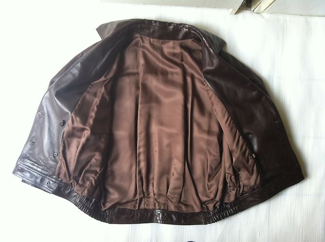 Autre Marque Braune Lederjacke mit Flügelärmeln - Ansicht 8