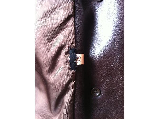 Autre Marque Braune Lederjacke mit Flügelärmeln - Ansicht 9