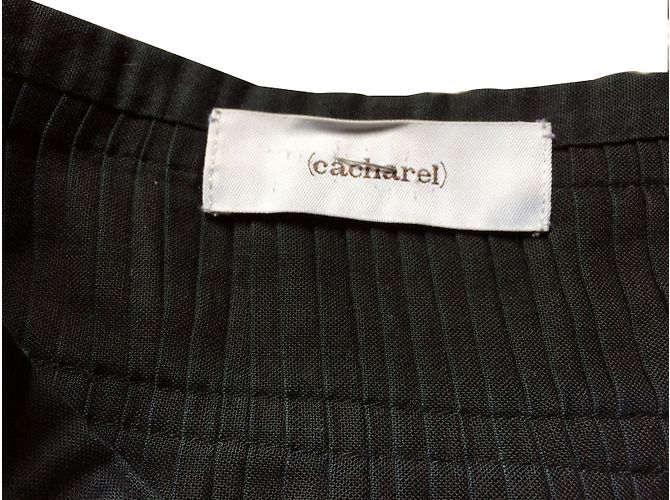Falda plisada negra de lino con bordado Cacharel - vista 2