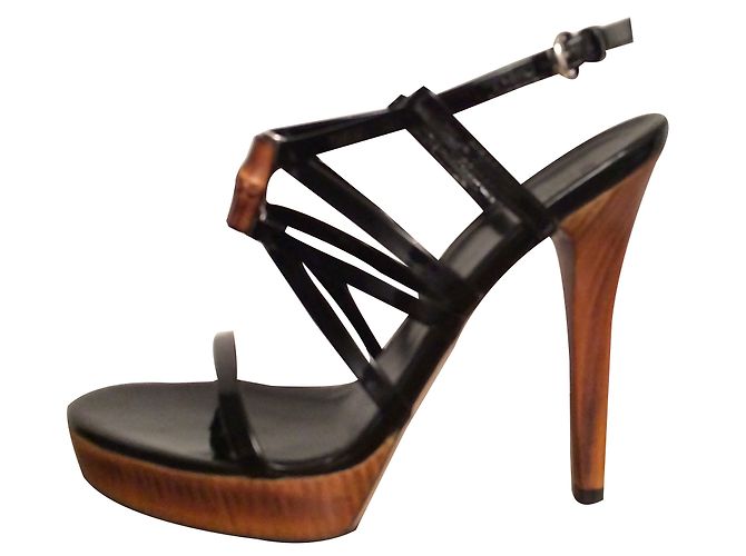 Sandali Gucci in vernice nera Nero - vista 2
