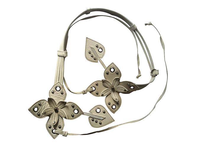 Miu Miu Ledergürtel Creme Blumen Kollektion - Ansicht 2