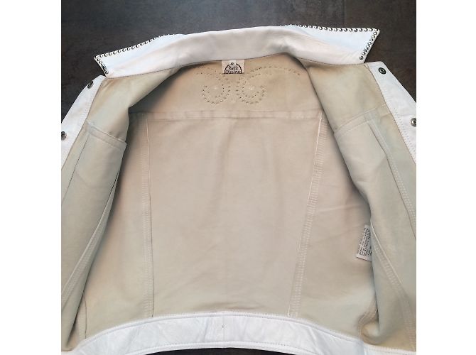 Autre Marque Giacca PELLE D'ASINO in pelle bianca con borchie Bianco - vista 3