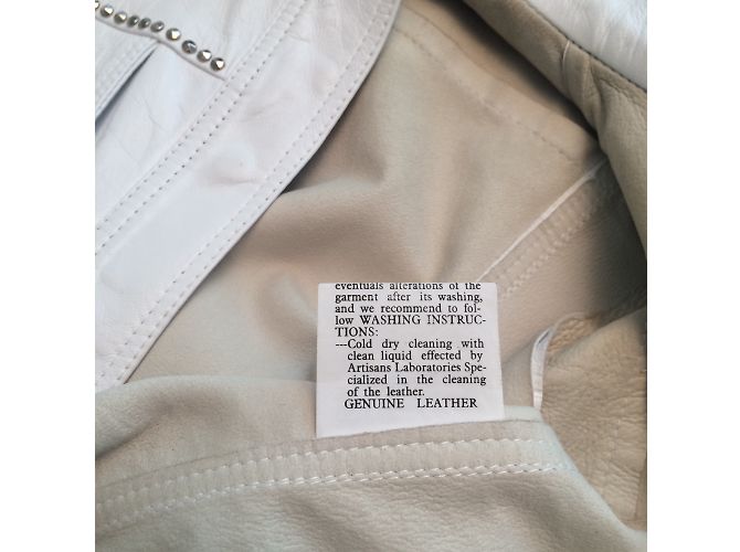 Autre Marque Giacca PELLE D'ASINO in pelle bianca con borchie Bianco - vista 5