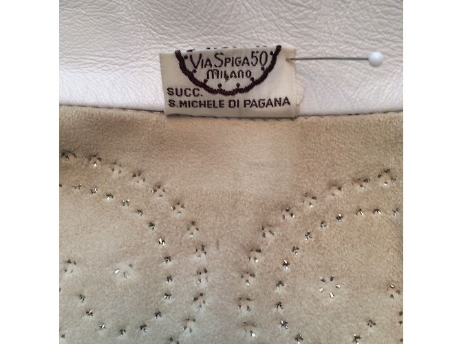 Autre Marque Giacca PELLE D'ASINO in pelle bianca con borchie Bianco - vista 6