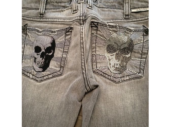 Autre Marque Short jeans J & COMPANY Cinza com Estampa de Crânios - vista 6