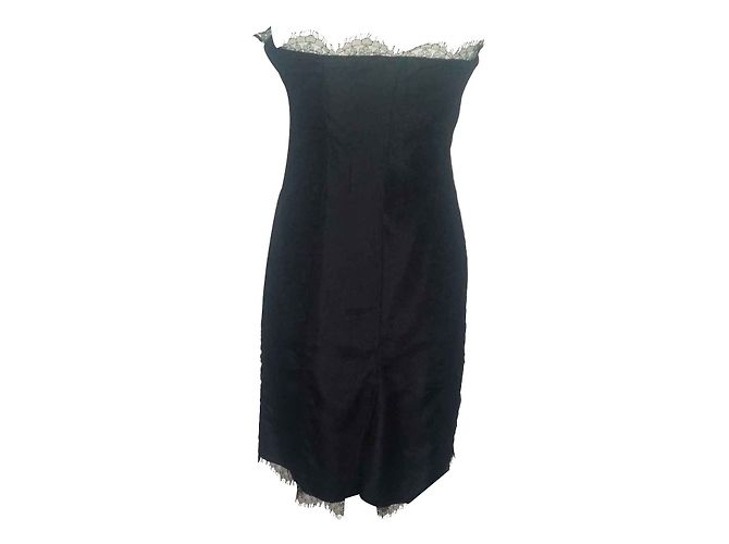 Robe bustier en dentelle noire Yves Saint Laurent - vue 2