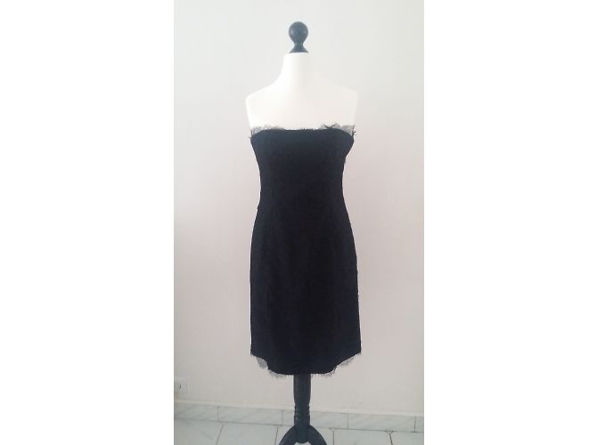 Robe bustier en dentelle noire Yves Saint Laurent - vue 3