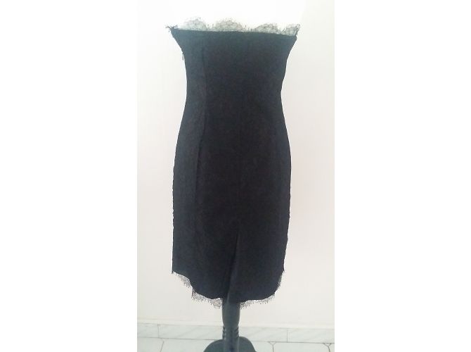 Robe bustier en dentelle noire Yves Saint Laurent - vue 5