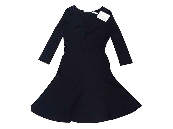 Christian Dior Kleid aus schwarzer Viskose mit tiefem Ausschnitt - Ansicht 2