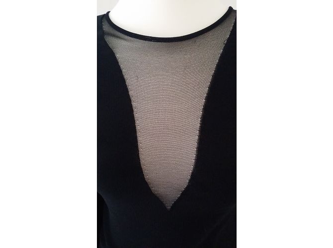 Christian Dior Kleid aus schwarzer Viskose mit tiefem Ausschnitt - Ansicht 8