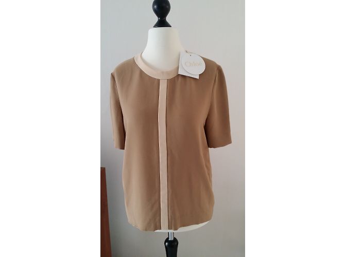 Top Chloé beige de viscosa de manga corta - vista 3