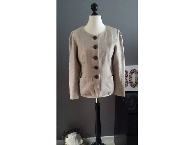 Chaqueta de lino beige Yves Saint Laurent 42 - vista 3