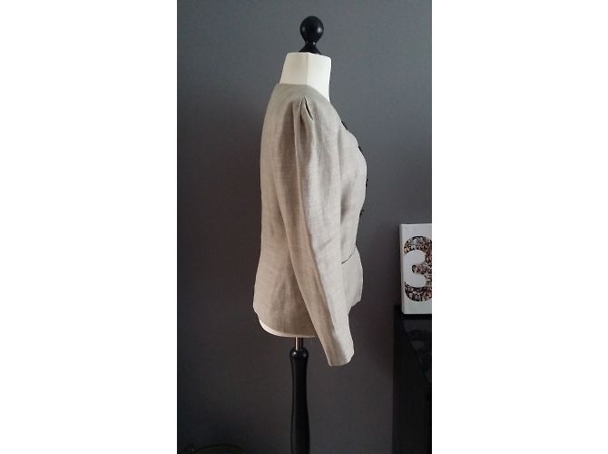 Chaqueta de lino beige Yves Saint Laurent 42 - vista 4