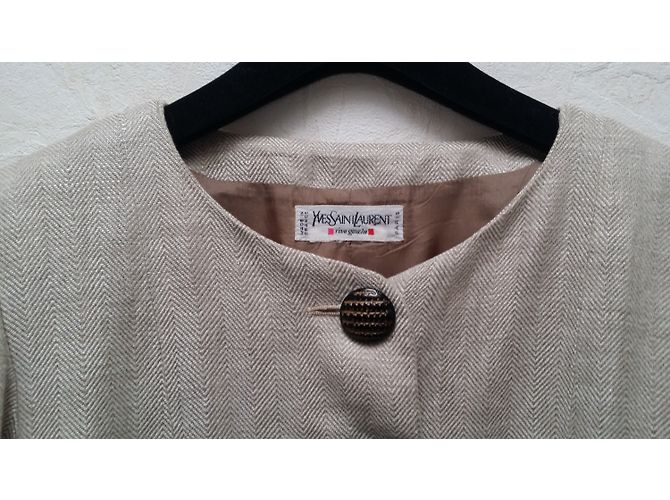 Chaqueta de lino beige Yves Saint Laurent 42 - vista 6