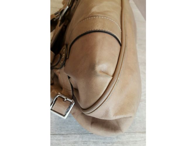 Borsa Longchamp in pelle beige - vista 7