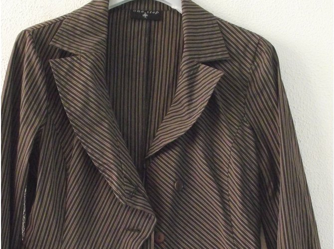 Chaqueta asimétrica One step Spencer marrón algodón Castaño - vista 3