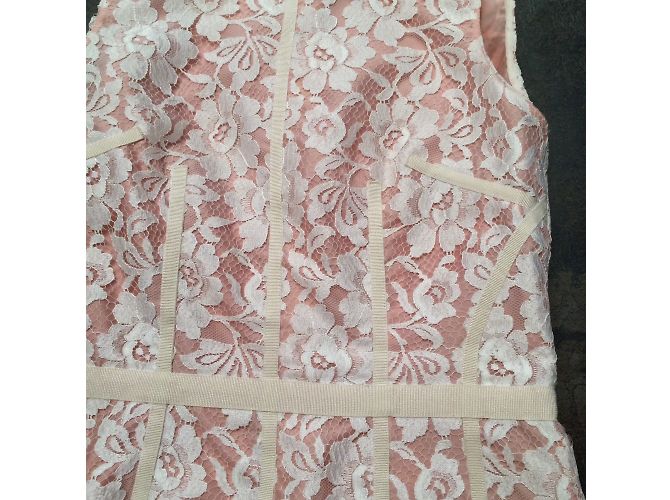 Vestido D&G de renda rosa e ecru - vista 8