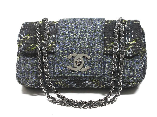Chanel Borsa Mademoiselle Tweed Nero - vista 8