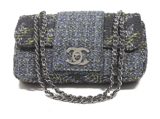 Chanel Borsa Mademoiselle Tweed Nero - vista 9