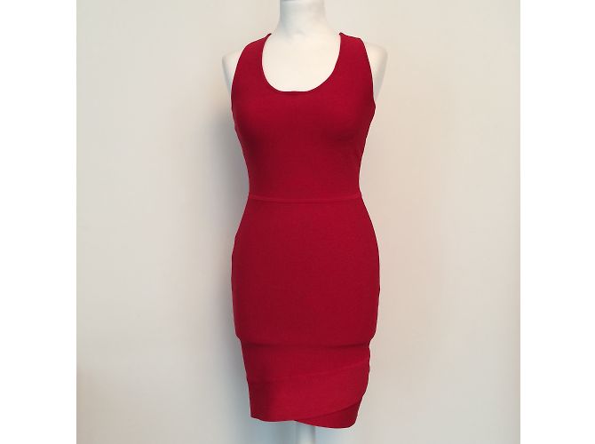 Bcbg Max Azria Gisele Kleid Rot Rayon Größe S - Ansicht 3