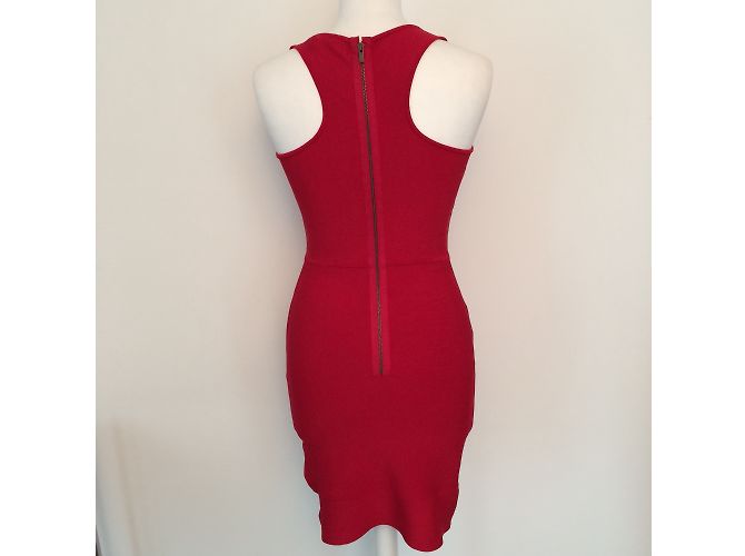 Bcbg Max Azria Gisele Kleid Rot Rayon Größe S - Ansicht 5