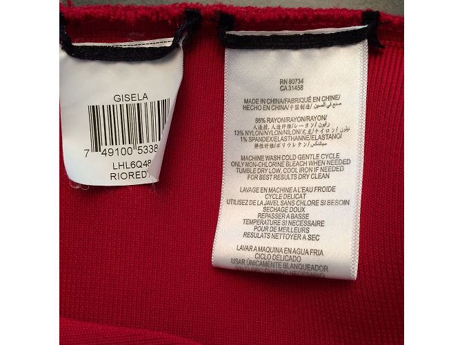 Bcbg Max Azria Gisele Kleid Rot Rayon Größe S - Ansicht 9