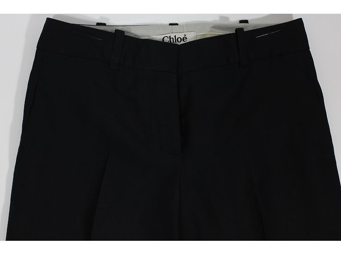 Calças largas pretas Chloé de seda e lã 34 Preto - vista 4
