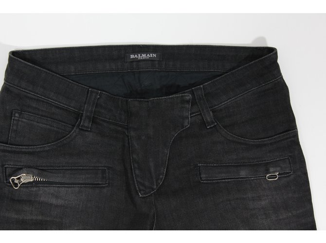 Jeans Balmain De Pierna Recta Negro Algodón - vista 3