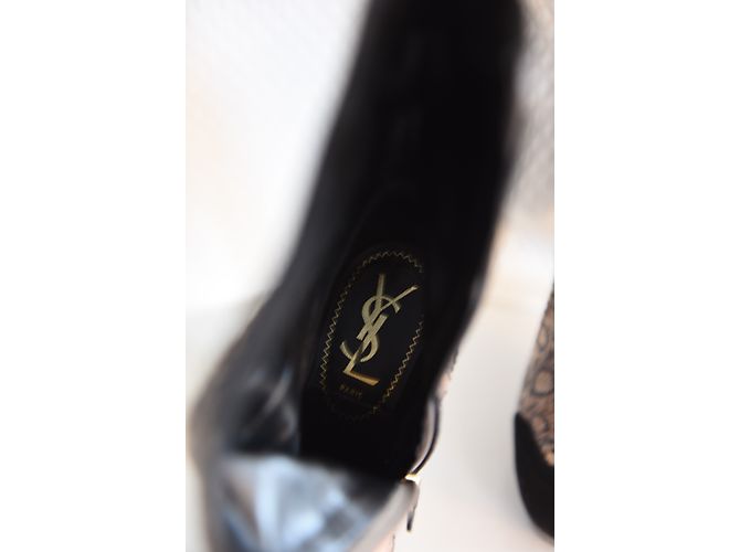 Yves Saint Laurent Stiefeletten Python Schwarz Ecru Orange Python drucken - Ansicht 5