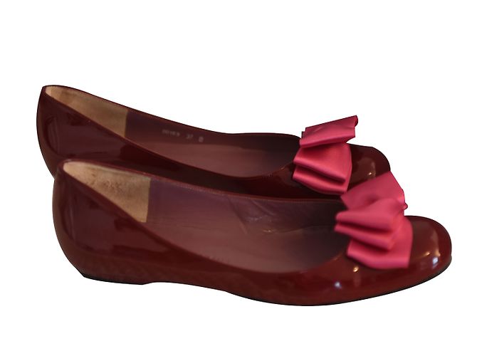 Charles Jourdan Bailarinas de Charol Rojo Oscuro Burdeos - vista 2