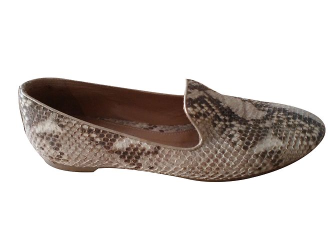Autre Marque Mule Maripe in pelle stampa serpente beige - vista 2