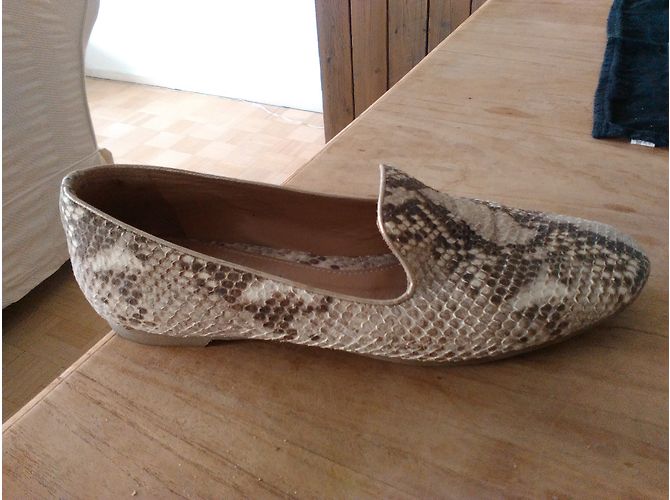 Autre Marque Mule Maripe in pelle stampa serpente beige - vista 3