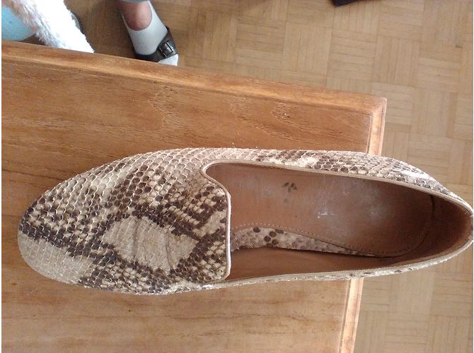 Autre Marque Mule Maripe in pelle stampa serpente beige - vista 4