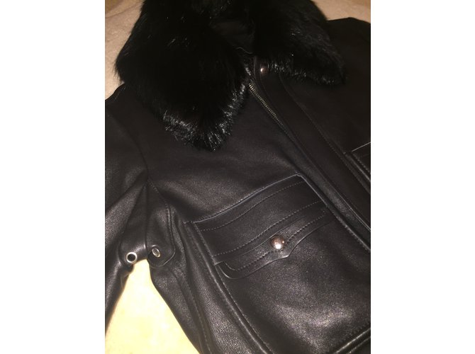 Givenchy Lederjacke mit Pelz IT38 Schwarz - Ansicht 3